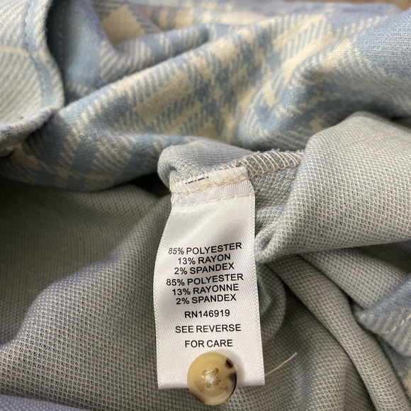 Casa Cabana women XL Sienna soft blue white plaid button flannel Shirt Pockets - Picture 10 of 11